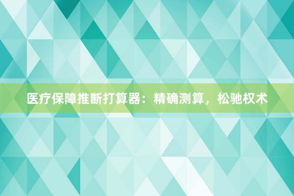 医疗保障推断打算器：精确测算，松驰权术