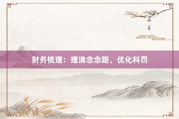 财务梳理：理清念念路，优化科罚